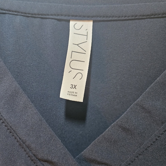 Stylus Cuffed Sleeves w Pockets Navy Dress 3X - Picture 2 of 7